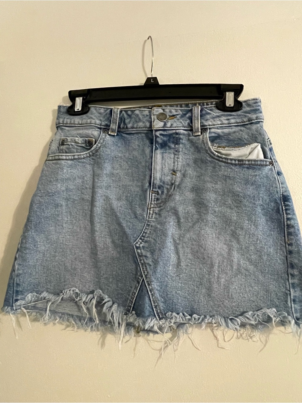 Lulu's Light Blue Distressed Denim Mini Skirt
